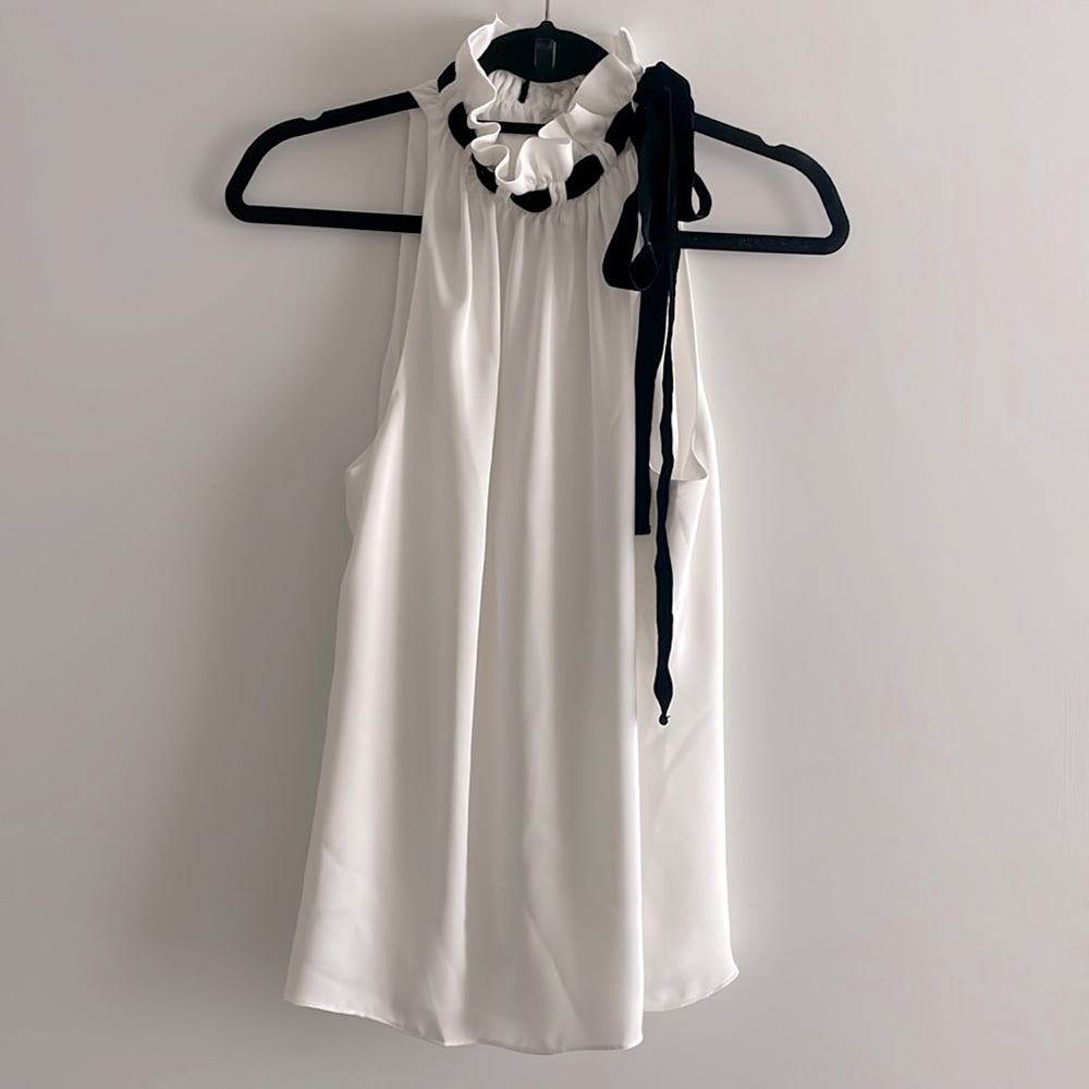 NWT Ramy Brook White Black Addie High Neck Tank